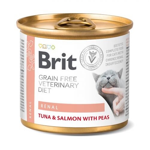 Karma dla kota BRIT Grain Free Veterinary Diet Cat Renal Tuńczyk z łososiem i groszkiem 200 g