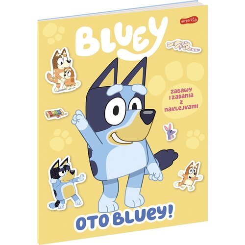 Książka z zadaniami Bluey Oto Bluey! Zabawy i zadania z naklejkami (miękka okładka)