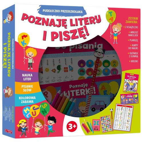 Książka z zadaniami Pudełeczko Przedszkolaka Poznaję litery i piszę (miękka okładka)