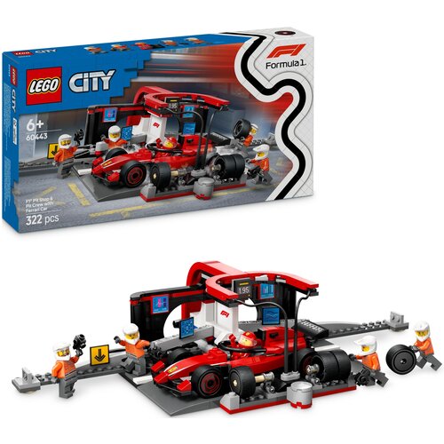 LEGO 60443 City F1 Pit stop i mechanicy z bolidem Ferrari