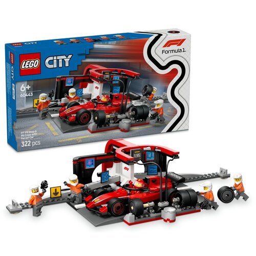 LEGO 60443 City F1 Pit stop i mechanicy z bolidem Ferrari