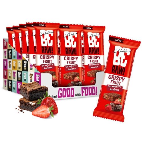 Baton proteinowy BERAW Crispy Fruit Truskawka-brownie (15 x 40 g)
