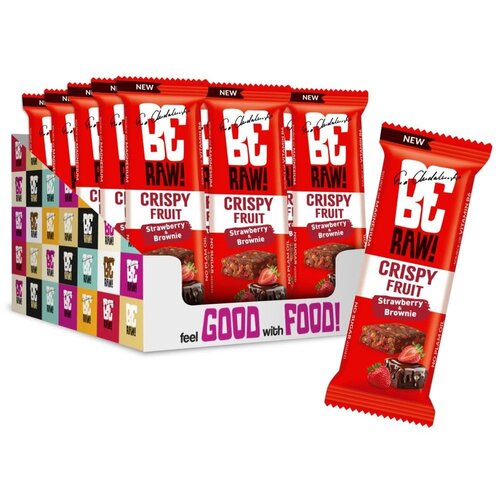 Baton proteinowy BERAW Crispy Fruit Truskawka-brownie (15 x 40 g)