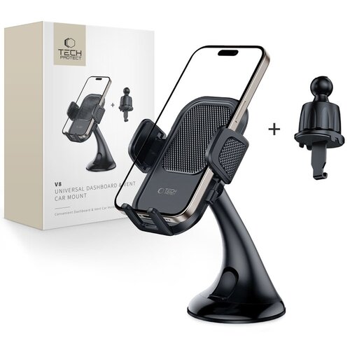 Uchwyt na telefon TECH-PROTECT V8 DashBoard & Vent Czarny