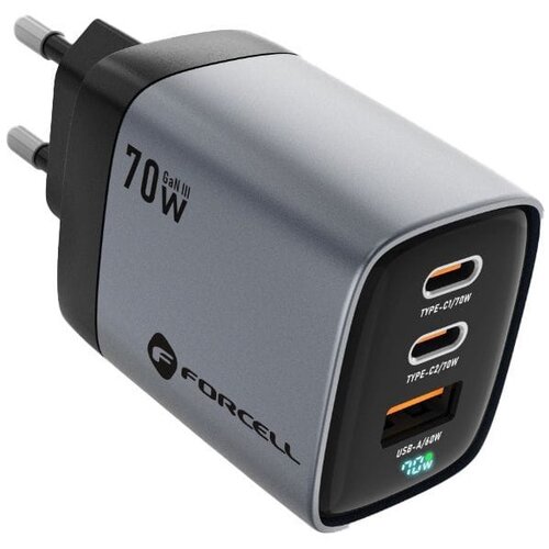 Ładowarka sieciowa FORCELL F-Energy GaN III 70W Szary