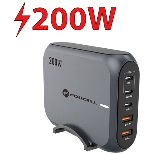 Ładowarka sieciowa FORCELL VT-51 200W Szary