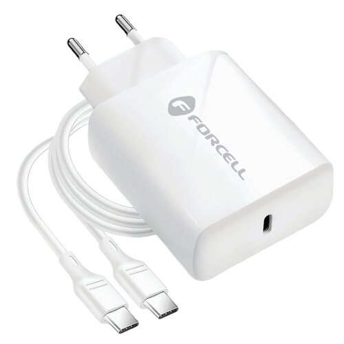 Ładowarka sieciowa FORCELL 25W Biały + kabel USB-C