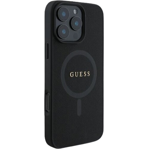 Etui GUESS Saffiano Classic Logo MagSafe do Apple iPhone 16 Plus Czarny