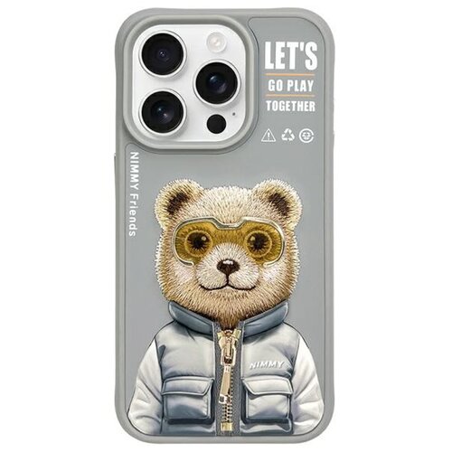 Etui NIMMY Cool&Cute 2.0 Bear do Apple iPhone 15 Pro Max Szary
