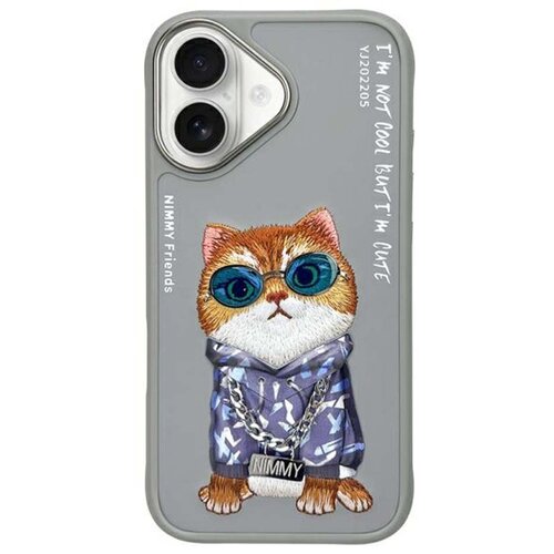Etui NIMMY Glasses Cool Cat do Apple iPhone 16 Szary