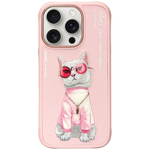 Etui NIMMY Glasses Cool Cat do Apple iPhone 16 Pro Max Różowy