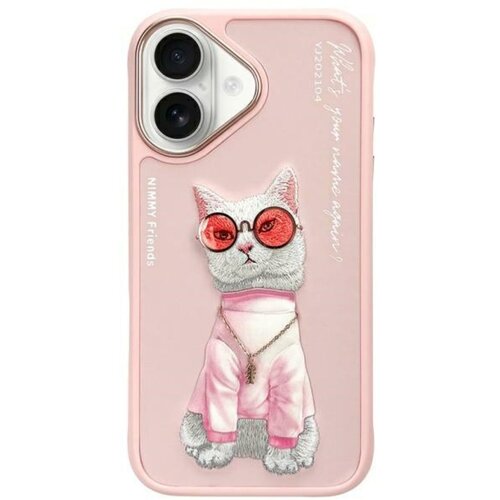 Etui NIMMY Glasses Cool Cat do Apple iPhone 16 Różowy