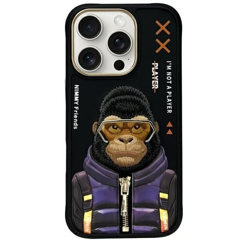 Etui NIMMY Cool&Cute 2.0 Monkey do Apple iPhone 16 Pro Max Czarny