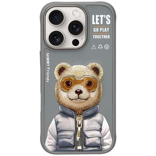 Etui NIMMY Cool&Cute 2.0 Bear do Apple iPhone 16 Pro Max Szary