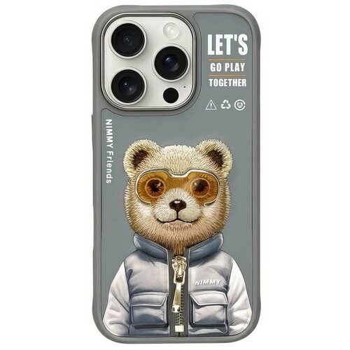 Etui NIMMY Cool&Cute 2.0 Bear do Apple iPhone 16 Pro Szary