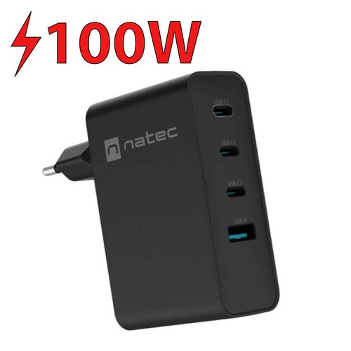 Ładowarka sieciowa NATEC Ribera 100W GaN Czarny