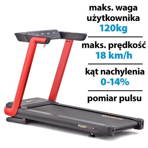 Bieżnia elektryczna REEBOK FR20z Floatride+ 1654W 18km/h Czerwony