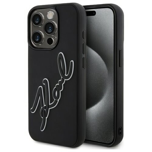 Etui KARL LAGERFELD 3D Rubber Signature do Apple iPhone 15 Pro Czarny