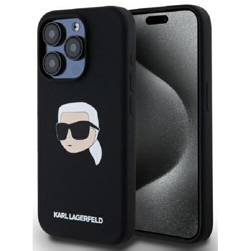 Etui KARL LAGERFELD Silicone Karl Head Print MagSafe do Apple iPhone 15 Pro Czarny