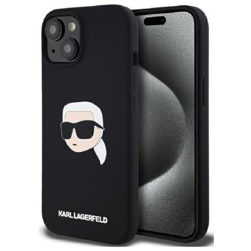 Etui KARL LAGERFELD Silicone Karl Head Print MagSafe do Apple iPhone 15 Czarny