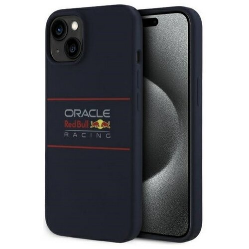Etui RED BULL Silicone Horizontal Logo MagSafe do Apple iPhone 15 Granatowy