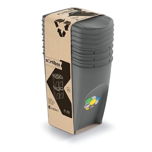 Kosz na śmieci PROSPERPLAST Sortibox IKWB35S4-405U (4 x 35 L) Ciemnoszary