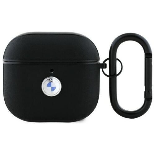 Etui na słuchawki BMW Genuine Leather Silver Logo do Apple AirPods 4 Czarny