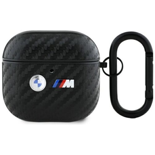 Etui na słuchawki BMW Carbon Double Metal Logo do Apple AirPods 4 Czarny