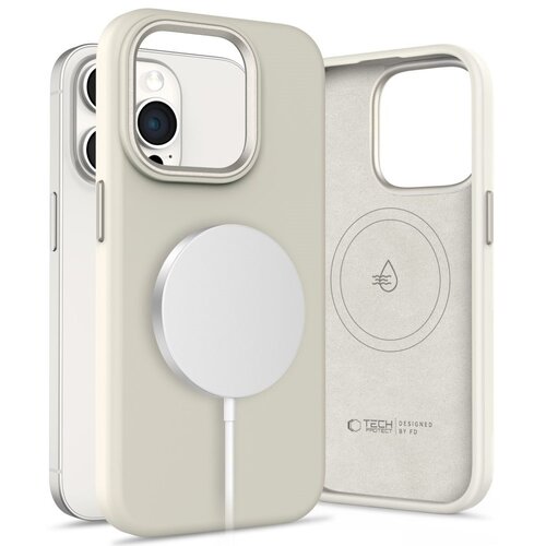 Etui TECH-PROTECT Silicone Pure MagSafe do Apple iPhone 15 Pro Kremowy