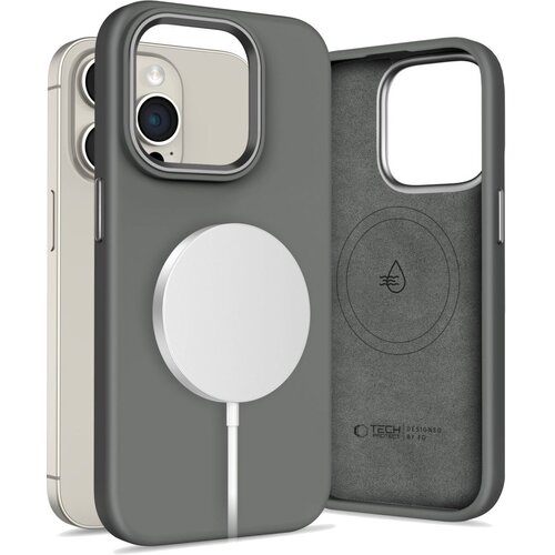 Etui TECH-PROTECT Silicone Pure MagSafe do Apple iPhone 15 Pro Ciemno-szary