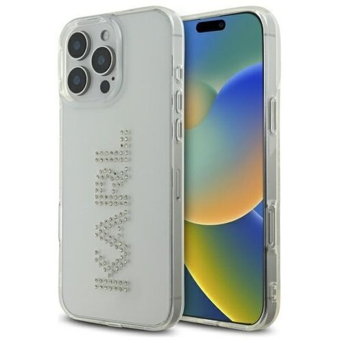 Etui KARL LAGERFELD IML Rhinestones Logo do Apple iPhone 16 Pro Max Przezroczysty