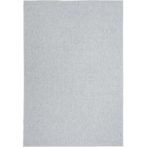 Szary dywan o strukturze teksturalnej, przedstawiony na zdjęciu, ma wymiary 160 x 230 cm. Powierzchnia dywanu jest jednolita, z delikatnym wzorem w jodełkę.