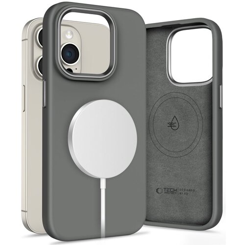Etui TECH-PROTECT Silicone Pure MagSafe do Apple iPhone 15 Pro Max Ciemno-szary