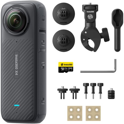 Kamera sportowa INSTA360 X4 MOTORCYCLE BUNDLE, filmy 360° w rozdzielczości 8K/30 FPS, Wi-Fi, Bluetooth