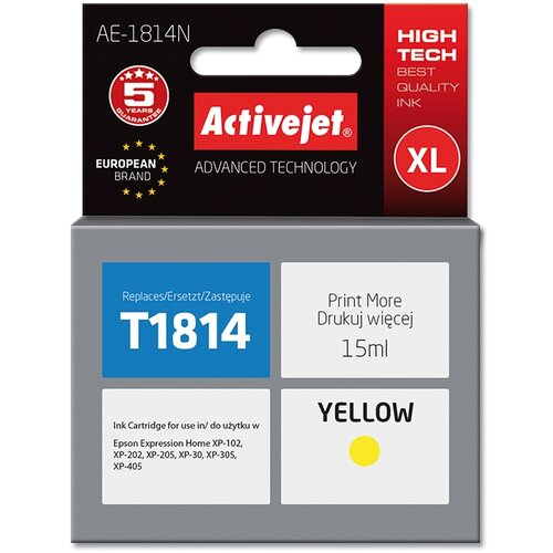 Tusz ACTIVEJET do Epson 18 XL T1814 Żółty 15 ml AE-1814N