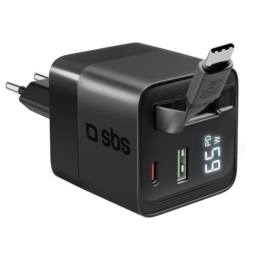 Ładowarka sieciowa SBS GAN 65W + Kabel USB-C Czarny