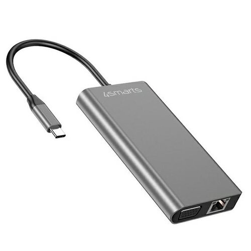 Hub 4SMARTS 8w1 458723 USB Typu C Szary