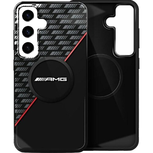 Etui AMG Double Layer Rhombs MagSafe do Samsung Galaxy S25+ Czarno-czerwony