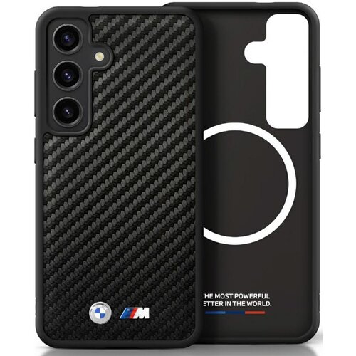 Etui BMW Leather Carbon MagSafe do Samsung Galaxy S25 Czarny