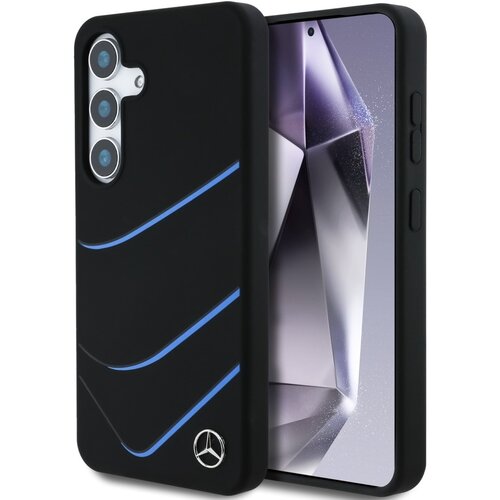 Etui MERCEDES Silicone Contrasted Curves MagSafe do Samsung Galaxy S25 Czarny