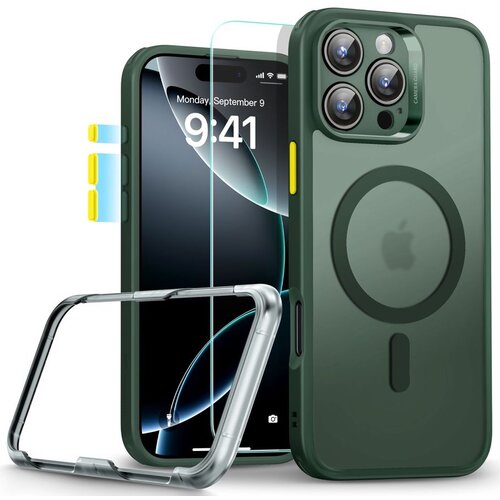 Etui ESR Classic Pro Set HaloLock MagSafe do Apple iPhone 16 Pro Max Zielony Matowy