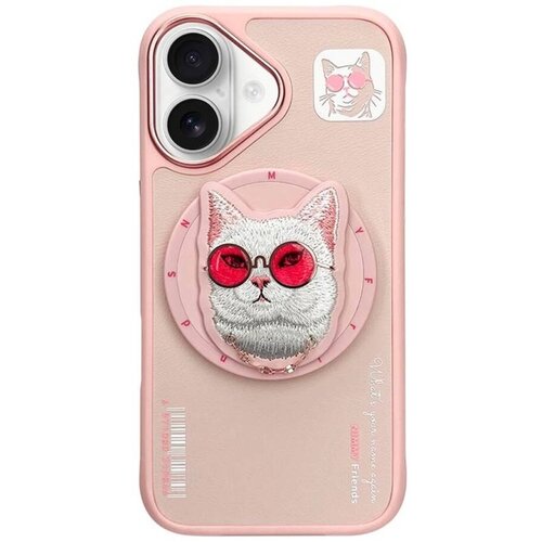 Etui NIMMY Glasses Cool Cat MagSafe do Apple iPhone 16 Różowy