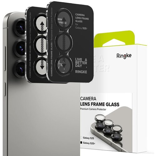 Szkło hartowane na obiektyw RINGKE Camera Frame Protector do Samsung Galaxy S25+ Czarny (2 szt.)