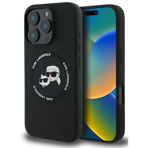 Etui KARL LAGERFELD Silicone Karl&Choupette Heads MagSafe do Apple iPhone 16 Pro Czarny