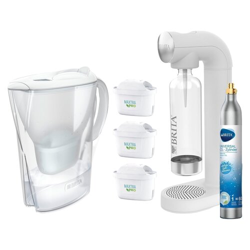 Dzbanek filtrujący BRITA Marella Biały + 3 wkłady Maxtra Pro Pure Performance + Saturator BRITA Sodaone Biały