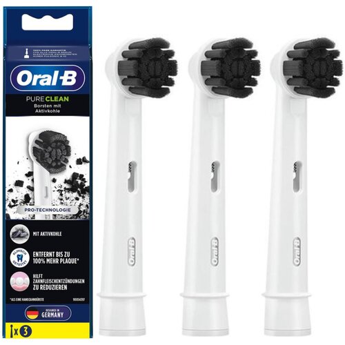 Oryginalna końcówka szczoteczki ORAL-B Pure Clean Active Carbon (3 szt.) (Włókna pokryte aktywnym węglem) Biały