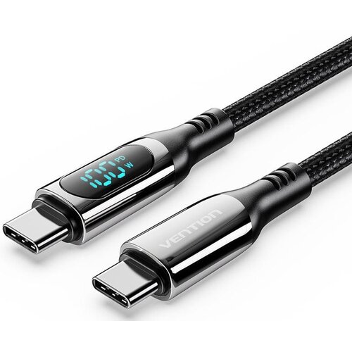 Kabel USB-C USB-C VENTION z wyświetlaczem 100W 2m Czarny