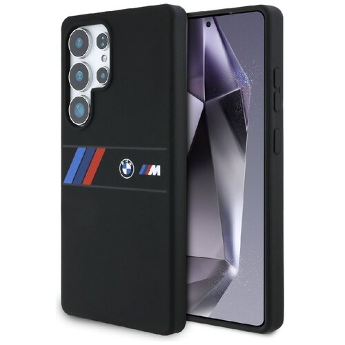 Etui BMW Silicone Middle Tricolor Stripes MagSafe do Samsung Galaxy S25 Ultra Czarny