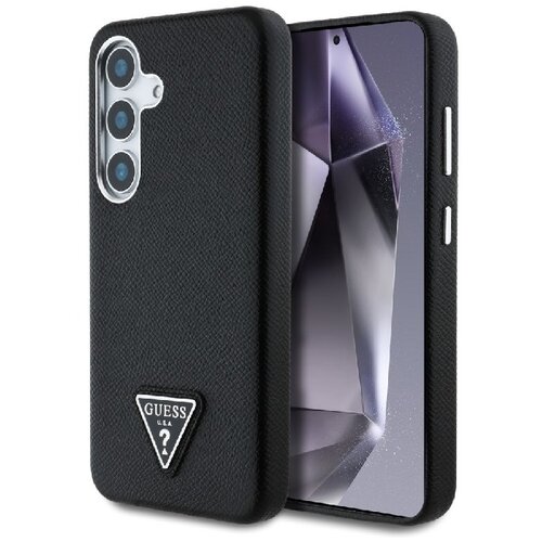 Etui GUESS Grained Triangle Logo MagSafe do Samsung Galaxy S25 Czarny