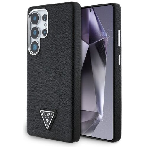 Etui GUESS Grained Triangle Logo MagSafe do Samsung Galaxy S25 Ultra Czarny